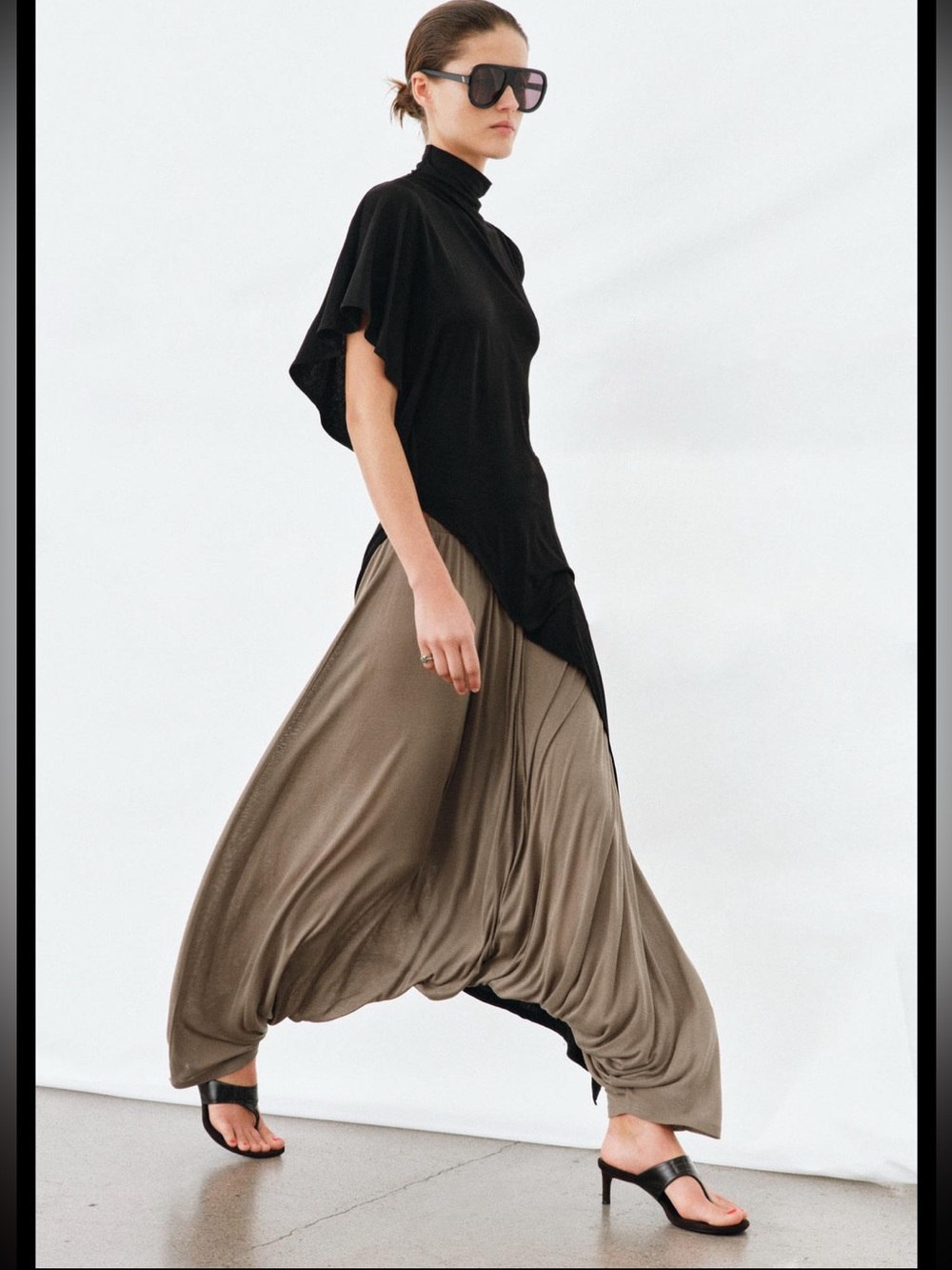 Zara Taupe Flowy Harem Pants